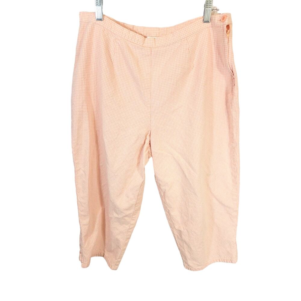 CJ Banks‎ Capri Pants Orange Plaid High Rise Summer Casual Wide Leg SZ 14W